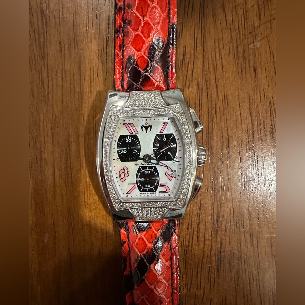Michele Technomarine Technosquare Stainless Steel 1.02ctw Diamond Watch
